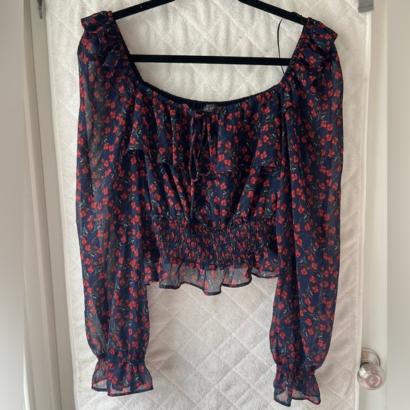 Dress Forum Tops - NWOT Dress Forum Floral Peplum Blouse